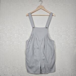 Bibi Romper M Green Minimal Shortalls Linen Look Pleated Bib Casual